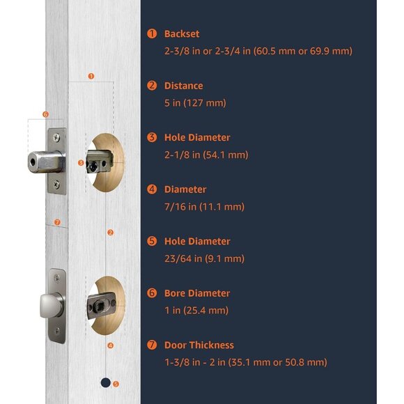 AMZ Basics Front Door Lock Set Handle Set Shelby Lever Level Handle Satin Nickel - Picture 5 of 11